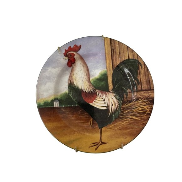 Chicken Rooster Plates On the Farm David Carter Brown for Sakura Vintage 2002 - Picture 2 of 9